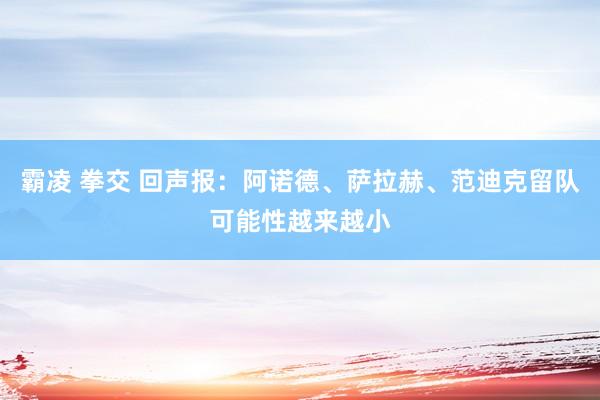 霸凌 拳交 回声报：阿诺德、萨拉赫、范迪克留队可能性越来越小